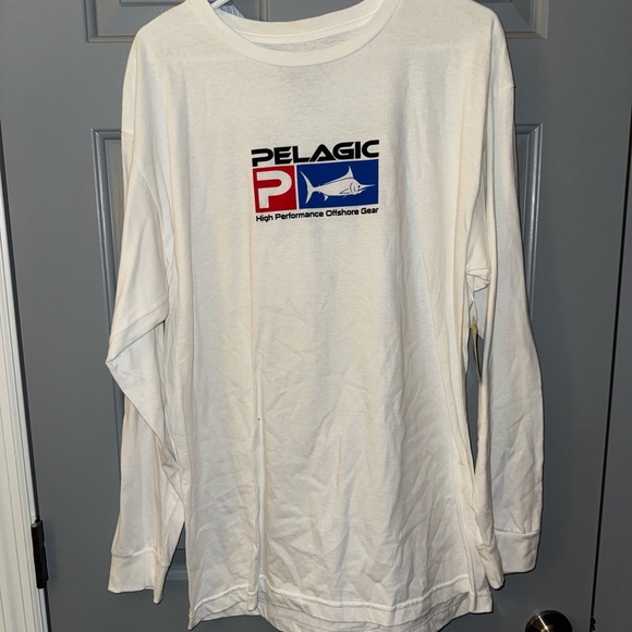 Pelagic White Long Sleeve with Logo - Picture 1 of 3